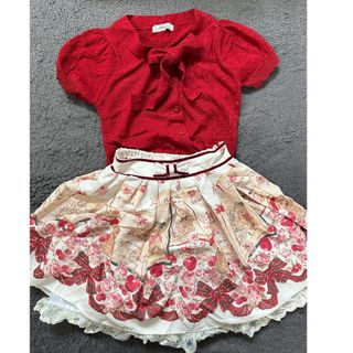 LIZ LISA - LIZLISA Sewing Bear柄セットアップ ホワイト×ピンク LIZ LISA - LIZLISA Sewing Bear柄セットアップ ホワイト×ピンク