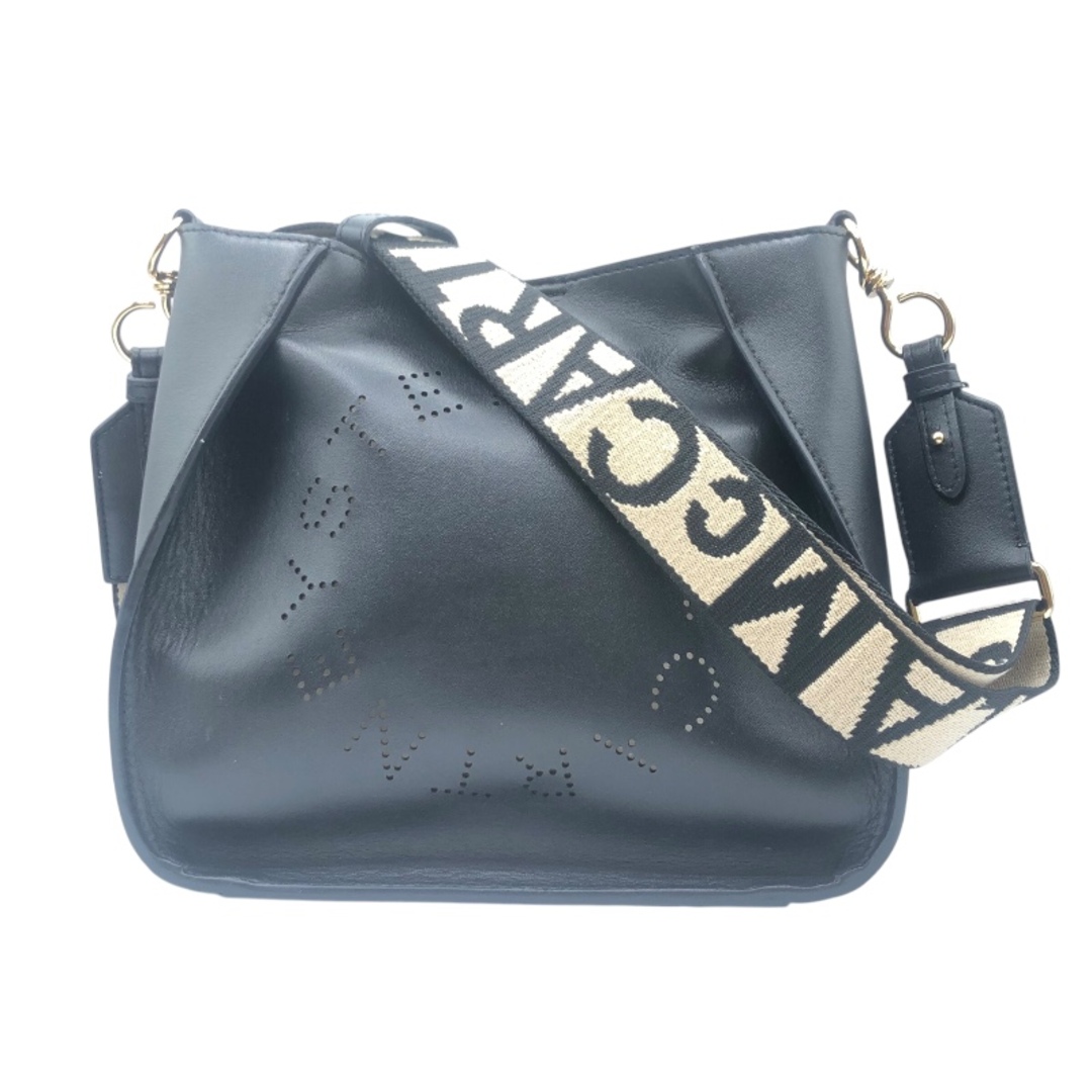 Stella McCartney - 　ステラ・マッカートニー STELLA McCARTNEY ミニステラロゴショルダー ブラック・ゴールド金具 レザー レディース ショルダーバッグ