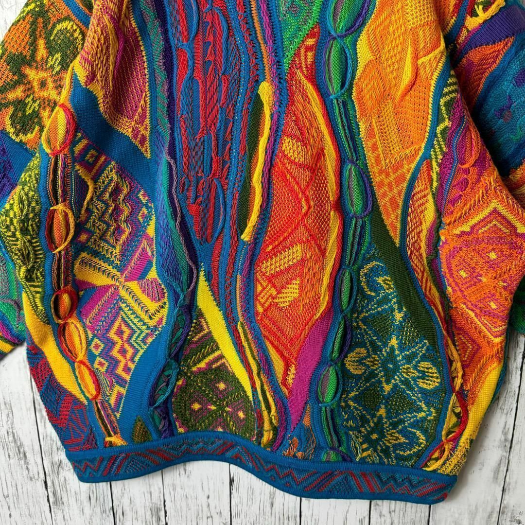 【希少1点物】COOGI クージー 3Dニット セーター XL 総柄 緑 赤 青 COOGI - 【希少1点物】COOGI クージー 3Dニット セーター L 総柄
