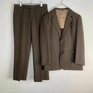 ヴィンテージ(VINTAGE)のヴィンテージ　カジュアルスーツ　ブラウン　ウール　サイドベンツ　お洒落ポケット(セットアップ)