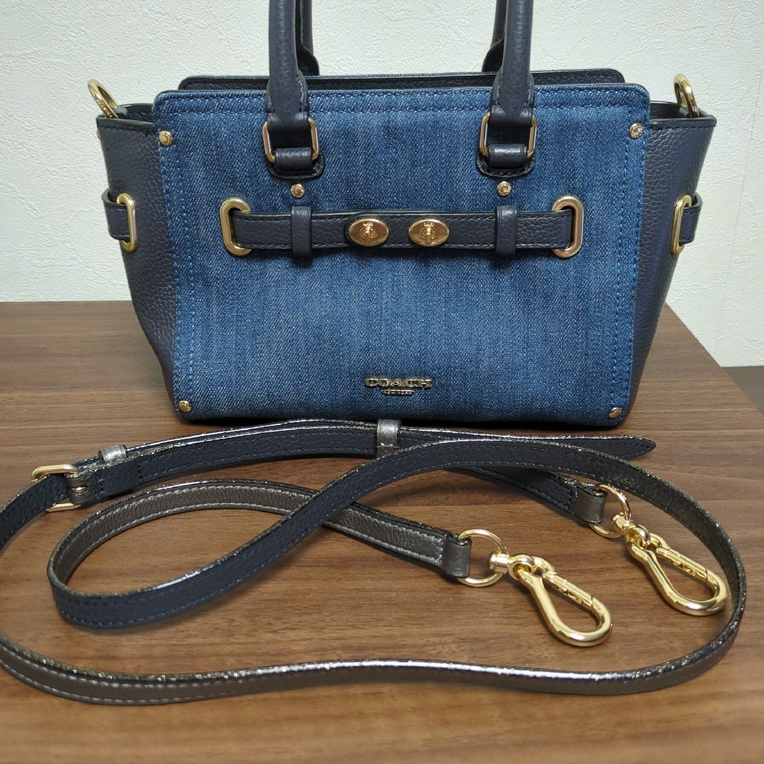 COACH(コーチ)の希少 コーチ ハンドバッグ ショルダーバッグ レザー 斜め掛け デニム レディースのバッグ(ショルダーバッグ)の商品写真