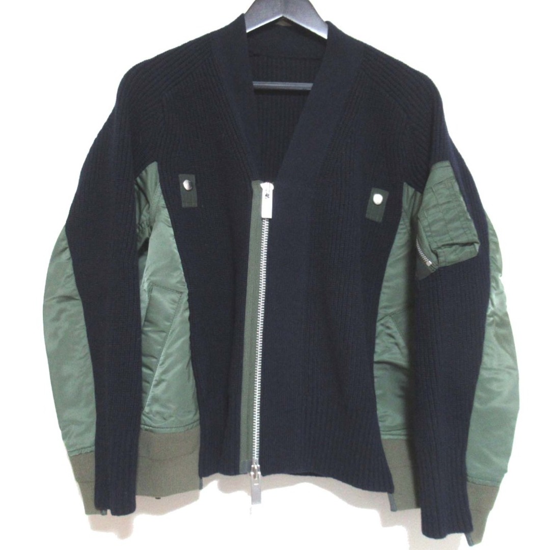 sacai - 美品 Sacai サカイ Wool Knit x Nylon Twill Cardigan sacai - 美品 Sacai サカイ Wool Knit x Nylon Twill Cardigan