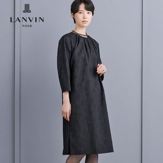 LANVIN NOIR - 美品✨LANVIN NOIR ひざ丈ワンピース 黒 ブラック LANVIN NOIR - 美品✨LANVIN NOIR ひざ丈ワンピース 黒 ブラック
