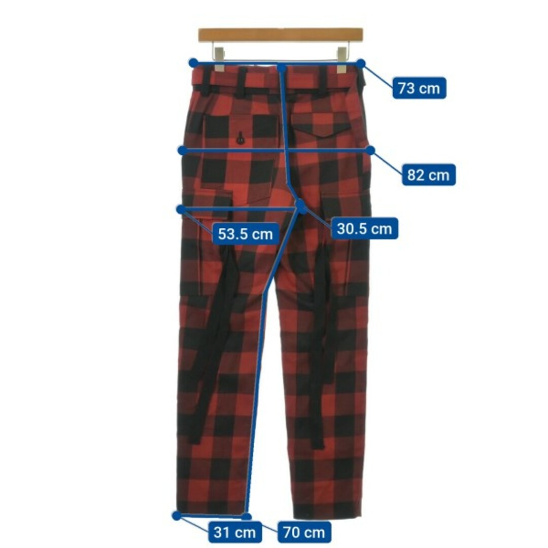 sacai - sacai サカイ パンツ(その他) 0(XS位) 赤x黒(チェック sacai - sacai サカイ パンツ(その他) 0(XS位) 赤x黒(チェック