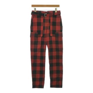 sacai - sacai サカイ パンツ(その他) 0(XS位) 赤x黒(チェック sacai - sacai サカイ パンツ(その他) 0(XS位) 赤x黒(チェック