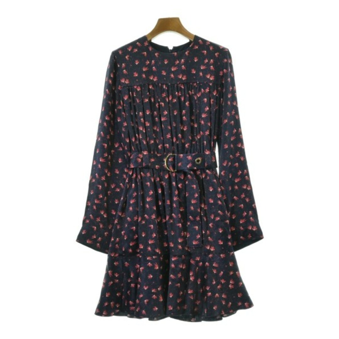 Chloe クロエ ワンピース 34(XXS位) 紺x赤系(総柄) 【古着】 Chloe クロエ ワンピース 34(XXS位) 紺x赤系(総柄) 【古着】