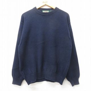 アメリカンイーグル(American Eagle)のL★古着 アメリカンイーグル American Eagle 長袖 セーター メンズ 90年代 90s クルーネック 紺 ネイビー 25feb15 中古 ニット トップス(ニット/セーター)