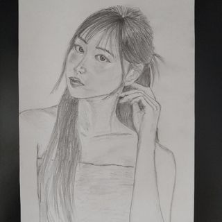 えんぴつデッサン　美人画　人物画(アート/エンタメ)