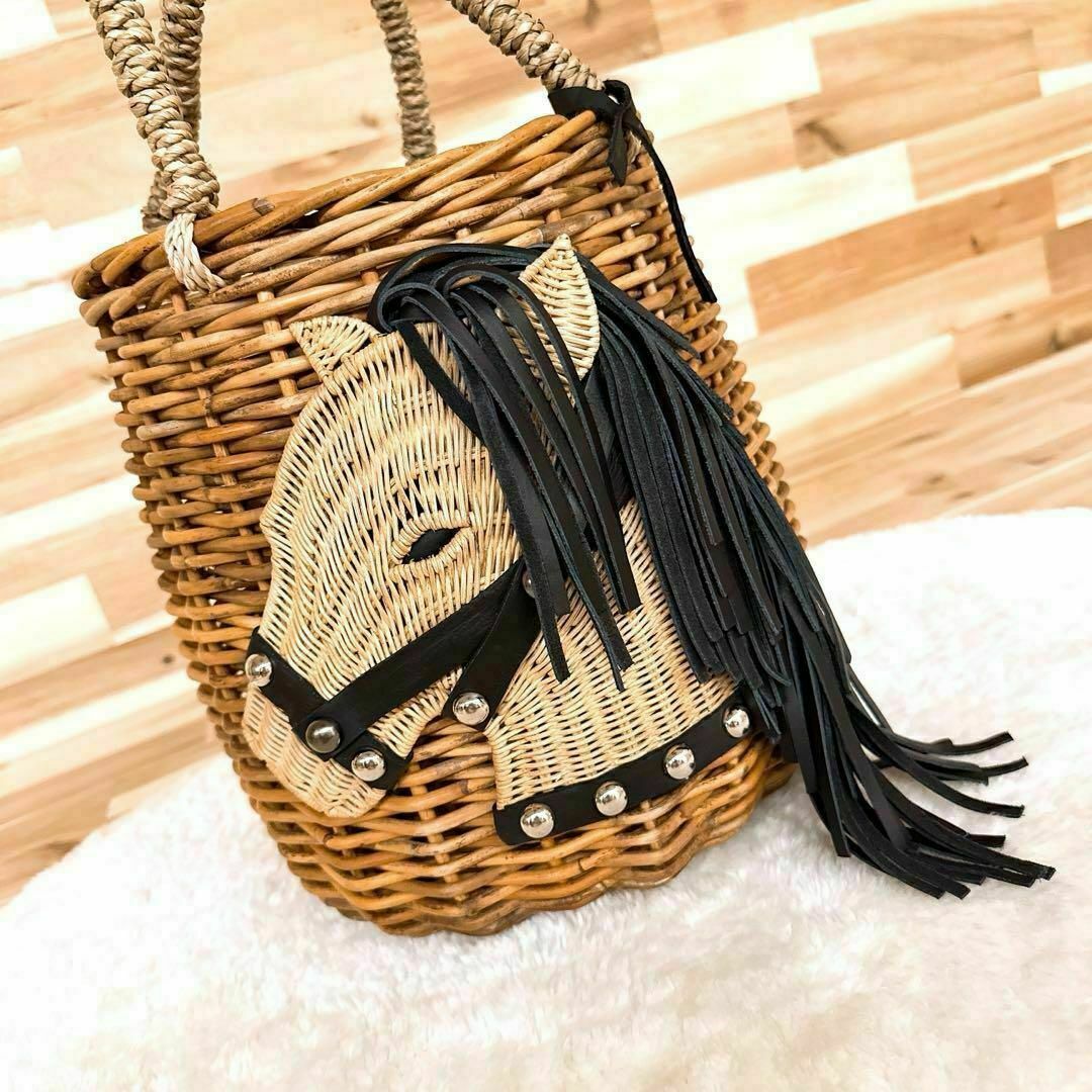 LUDLOW - 希少/完売品【ラドロー】馬 ホース かごバッグ 円形 LUDLOW - 希少/完売品【ラドロー】馬 ホース かごバッグ 円形