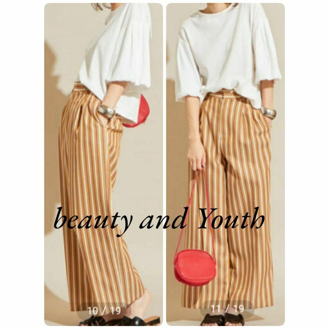 BEAUTY&YOUTH UNITED ARROWS(ビューティアンドユースユナイテッドアローズ)の【美品】BY マルチストライプ2タックワイドパンツо レディースのパンツ(その他)の商品写真