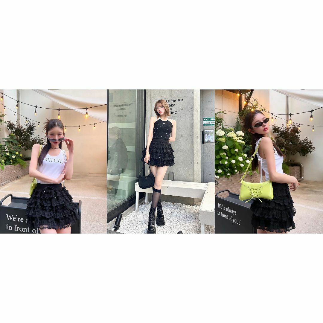 ダーリッチ darich ボリュームレースフレアミニスカート BLK FREE ダーリッチ darich ボリュームレースフレアミニスカート BLK FREE