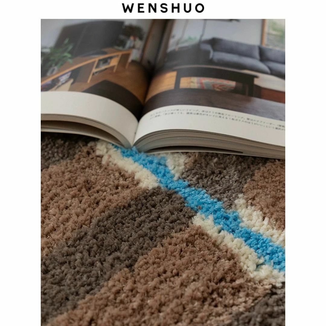 WENSHUO HOME チェック柄 北欧 ミニラグ マット アクセント