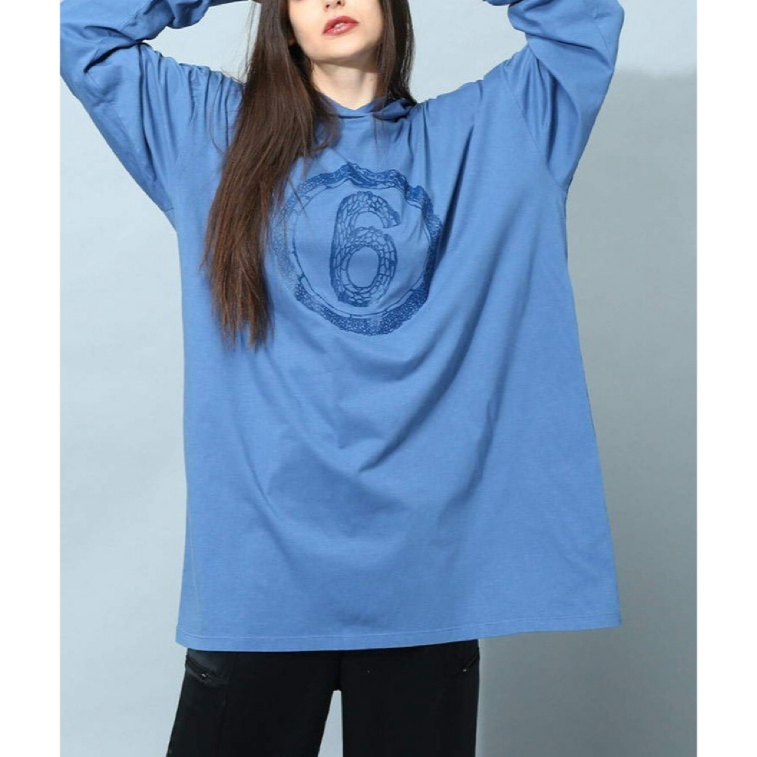 Maison Margiela（旧Maison Martin Margiela） - 《MM6メゾン マルジェラ》新品 ビッグ6ロゴ ロング丈フーディ パーカー L