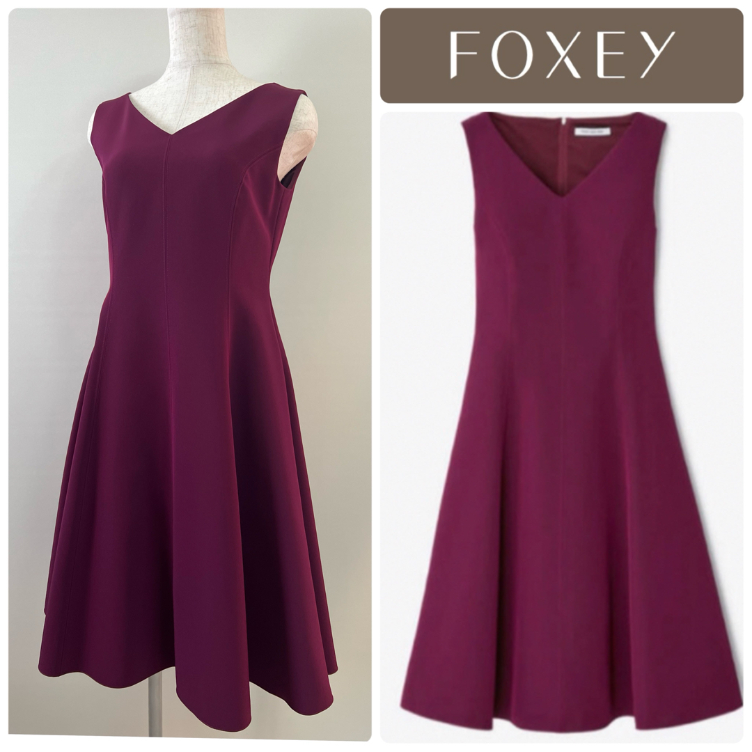 FOXEY - 極美品 増産 限定色 フォクシー ベルフレア Vネック FOXEY - 極美品 増産 限定色 フォクシー ベルフレア Vネック