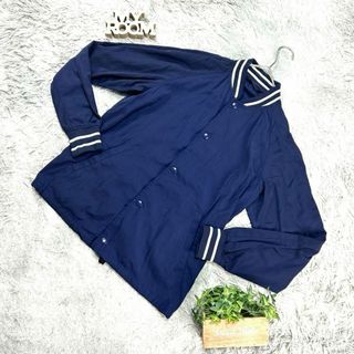 GU - 良品❗️【GU】ジーユー ストライプ襟ブルゾン(S)紺色の GU - 良品❗️【GU】ジーユー ストライプ襟ブルゾン(S)紺色の