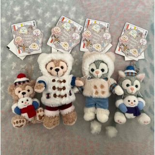 ディズニー(Disney)のダッフィー　ジェラトーニ　ぬいぐるみバッジ　ストラップ　4点セット(ぬいぐるみ)