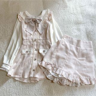 リズリサ sewing bear柄 セットアップ かたす ピンク リズリサ sewing bear柄 セットアップ かたす ピンク