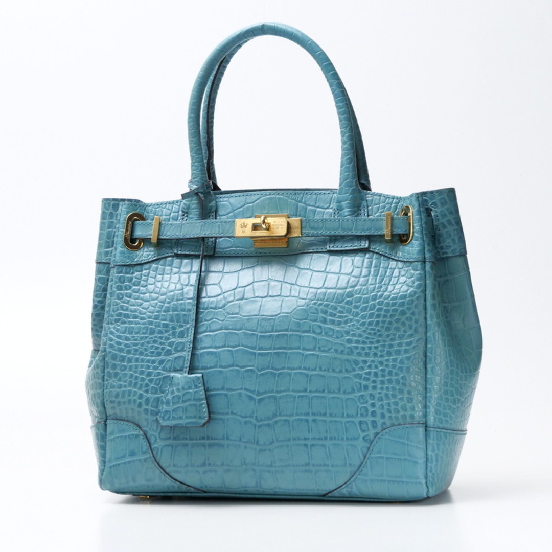 A.D.M.J. - ■美品■A.D.M.J. -Accesoires De Mademoiselle- エーディーエムジェーアクセソワドゥマドモワゼル トートバッグ クロコ型押しレザー ハンドポケット 鞄 ライトブルー ブランド古着【中古】20250218/RA3182