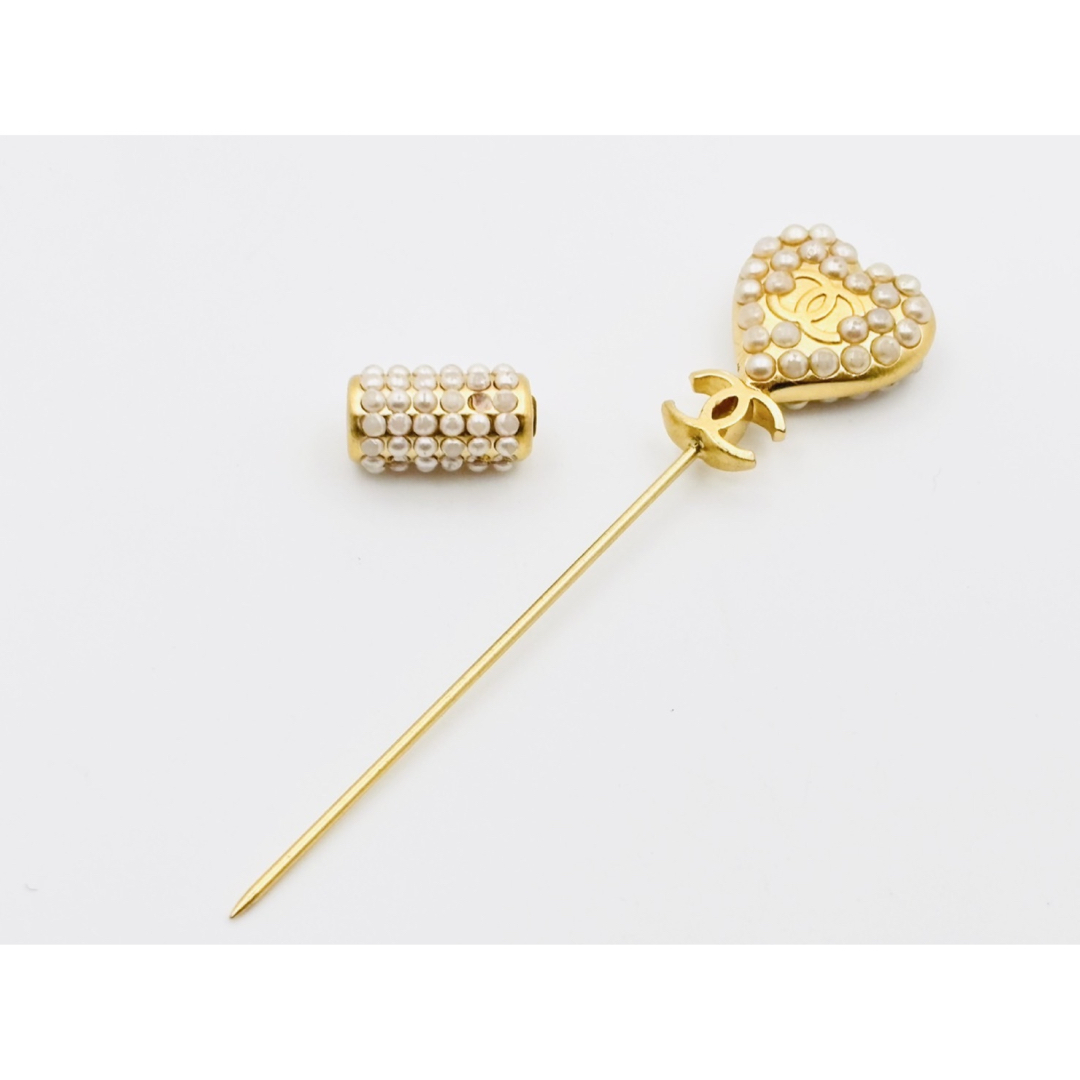 CHANEL - Chanel シャネル ピンブローチ ハート ゴールド パール CHANEL - Chanel シャネル ピンブローチ ハート ゴールド パール