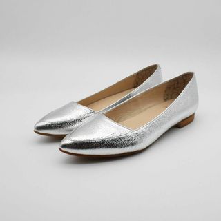 極美品❗️SUI レースアップシューズ シルバー フラット 極美品❗️SUI レースアップシューズ シルバー フラット