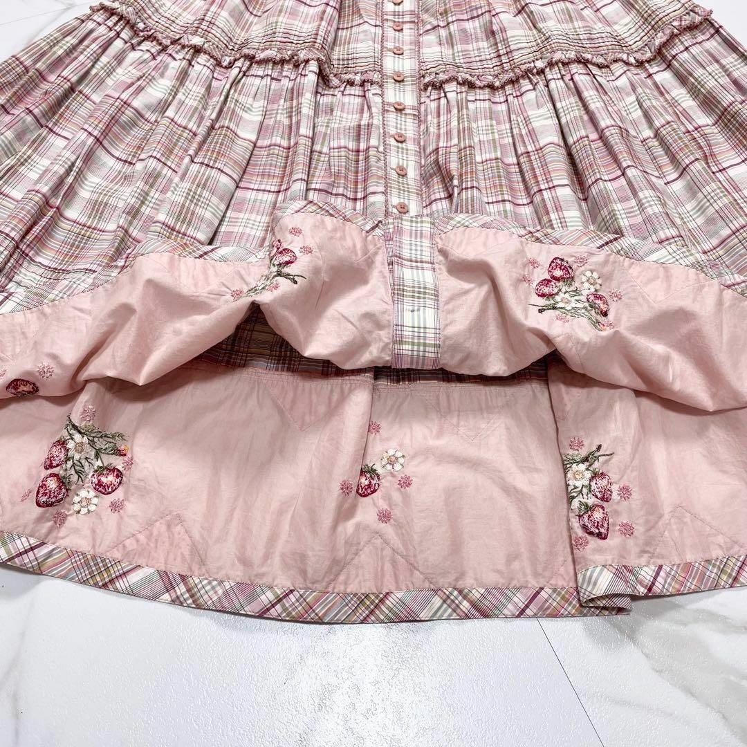 PINK HOUSE ピコフリルスカートローズバラクマ総柄Aライン PINK HOUSE ピコフリルスカートローズバラクマ総柄Aライン