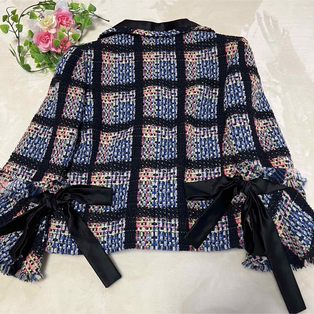 美品✨】CHANELシャネル☆ジャケット☆ツイード☆34☆リボン 美品✨】CHANELシャネル☆ジャケット☆ツイード☆34☆リボン