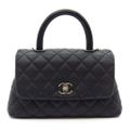 シャネル CHANEL ハンドバッグ ショルダーバッグ トップハンドル 24 A92990 ブラック ボルドー グレインドカーフスキン シルバー金具 【中古】
