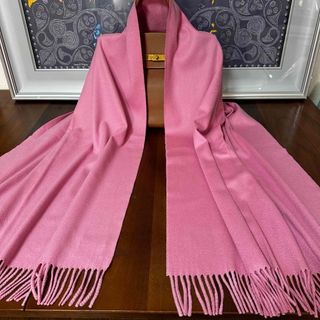 HERMES - エルメス カシミア 大判ストール ショール ピンク HERMES - エルメス カシミア 大判ストール ショール ピンク