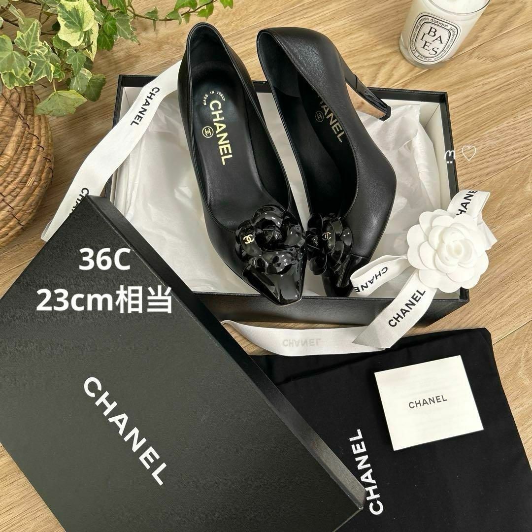 CHANEL - CHANELシャネル ココマークカメリアヒールパンプス 36 CHANEL - CHANELシャネル ココマークカメリアヒールパンプス 36