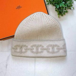 HERMES - HERMES エルメス 美品 Hマーク カシミヤニット 帽子 HERMES - HERMES エルメス 美品 Hマーク カシミヤニット 帽子