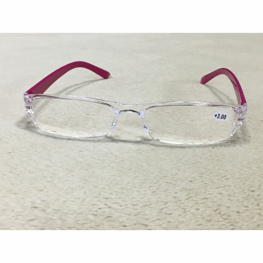 ケース付き老眼鏡 +3.00 READING GLASSES ローズレッド レディースのファッション小物(サングラス/メガネ)の商品写真
