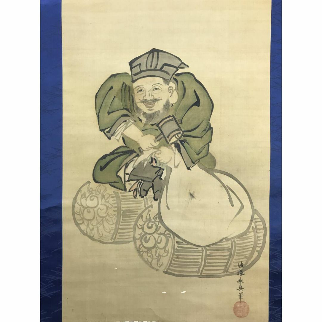 真作/狩野永真安信/勝川春里/恵比寿大黒図双幅/掛軸☆宝船☆AG 真作/狩野永真安信/勝川春里/恵比寿大黒図双幅/掛軸☆宝船☆AG