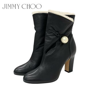 ジミーチュウ(JIMMY CHOO)のジミーチュウ JIMMY CHOO Bethanie ブーツ ショートブーツ 靴 シューズ レザー ムートン ブラック アイボリー パール(ブーツ)