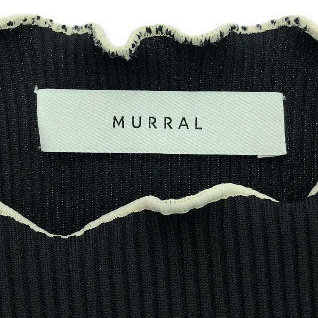 MURRAL(ミューラル)のMURRAL / ミューラル | 2020AW | アシンメトリー フリル リブ ニット プルオーバー | 36 | ブラック/ホワイト/ブラウン | レディース レディースのトップス(Tシャツ(長袖/七分))の商品写真