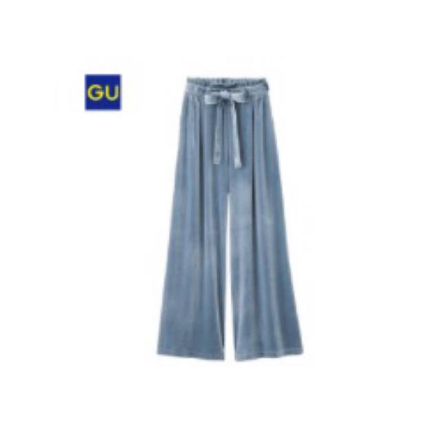 GU(ジーユー)のベロアワイドパンツ ブルー GU レディースのパンツ(カジュアルパンツ)の商品写真