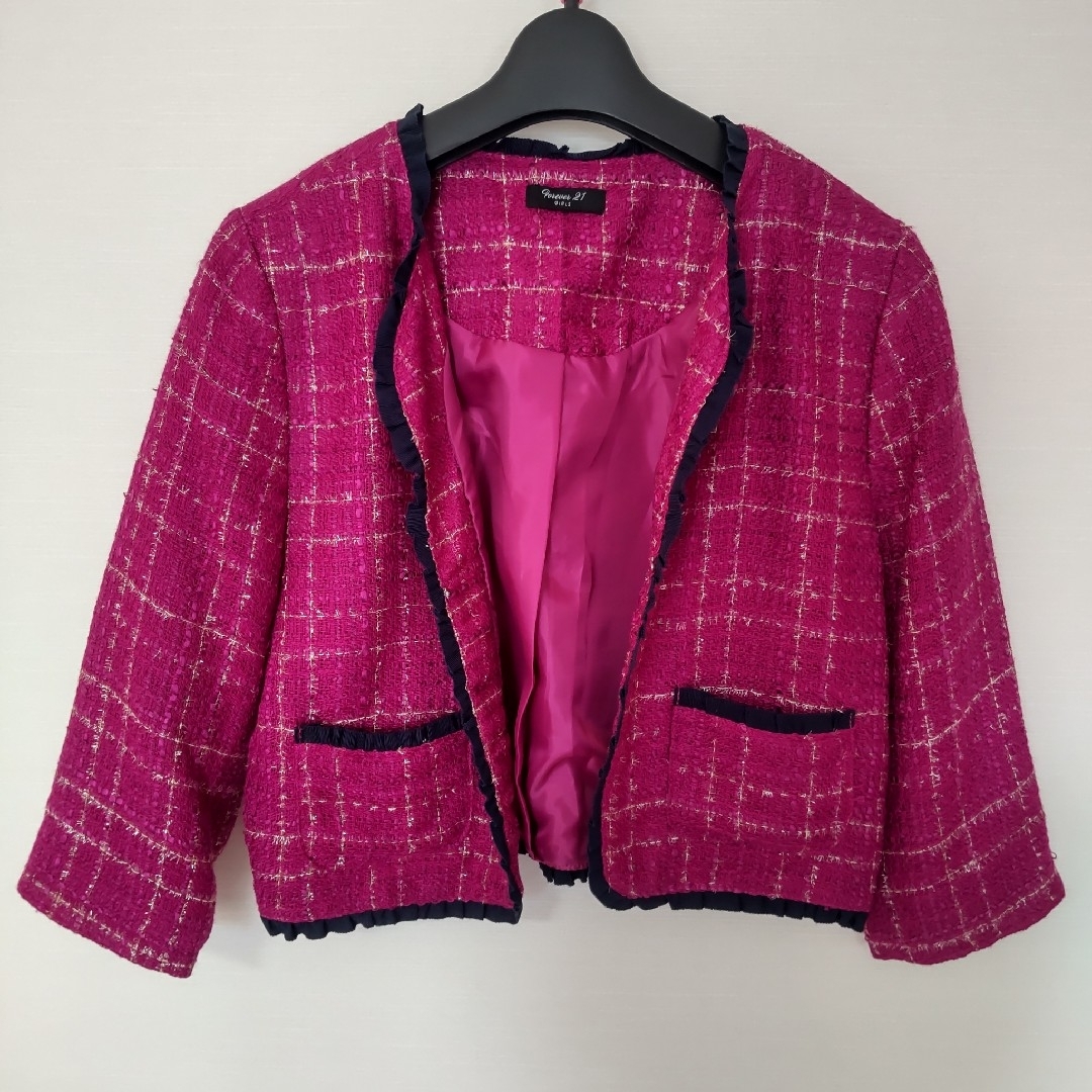 FOREVER 21(フォーエバートゥエンティーワン)のFOREVER21GIRLS ツイードジャケット キッズ/ベビー/マタニティのキッズ服女の子用(90cm~)(ジャケット/上着)の商品写真