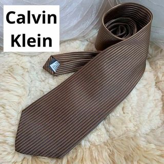 カルバンクライン(Calvin Klein)の美品☆Calvin Klein　ネクタイ　ストライプ　ブラウン系　絹　ボーダー(ネクタイ)