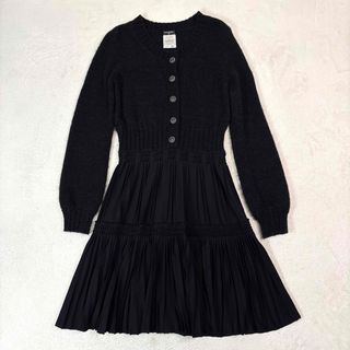 CHANEL - ☆美品☆ CHANEL カシミア混合 ドッキング ワンピース CHANEL - ☆美品☆ CHANEL カシミア混合 ドッキング ワンピース