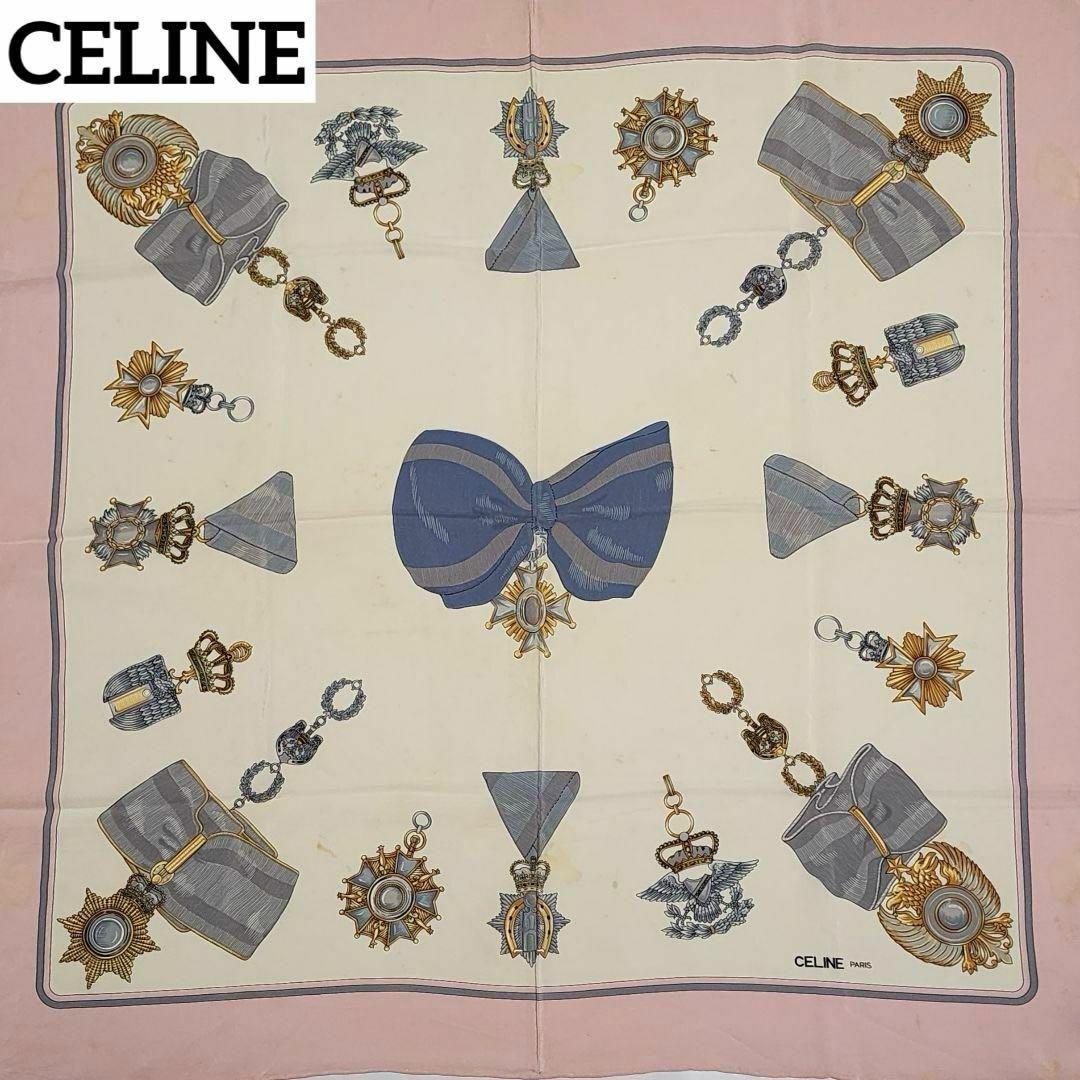 CELINE - ★CELINE★ スカーフ 勲章 リボン シルク ピンク