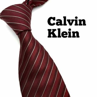 カルバンクライン(Calvin Klein)の【CalvinKlein】カルバンクライン ネクタイ ストライプ柄 ワインレッド(ネクタイ)