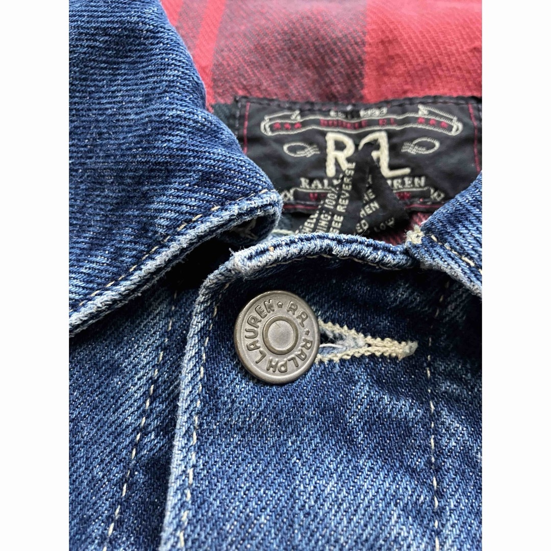 RRL - 90s USA製 RRL Gジャン 三ツ星タグ 裏地チェック Lサイズ RRL - 90s USA製 RRL Gジャン 三ツ星タグ 裏地チェック Lサイズ