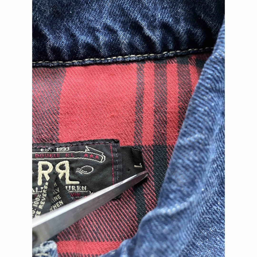 RRL - 90s USA製 RRL Gジャン 三ツ星タグ 裏地チェック Lサイズ RRL - 90s USA製 RRL Gジャン 三ツ星タグ 裏地チェック Lサイズ