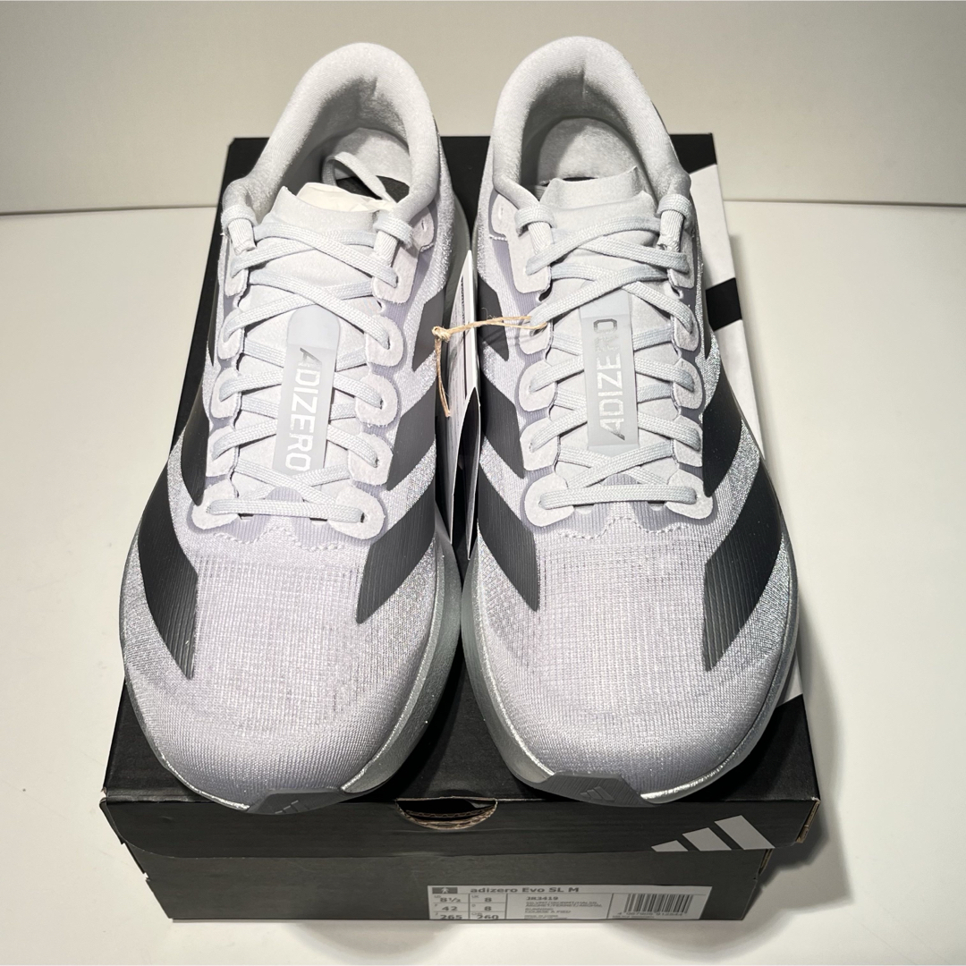 adidas - 26.5 アディダス アディゼロ エヴォ SL M シルバーの adidas - 26.5 アディダス アディゼロ エヴォ SL M シルバーの