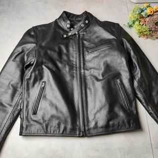美品☆ホーンワークス 4XLサイズ レザーライダースジャケット メンズ 本革(ライダースジャケット)