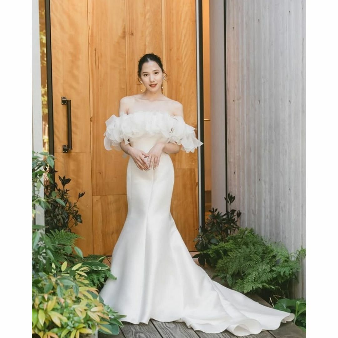 高品質！ウェディングドレス オフショルダー マーメイドライン 結婚式