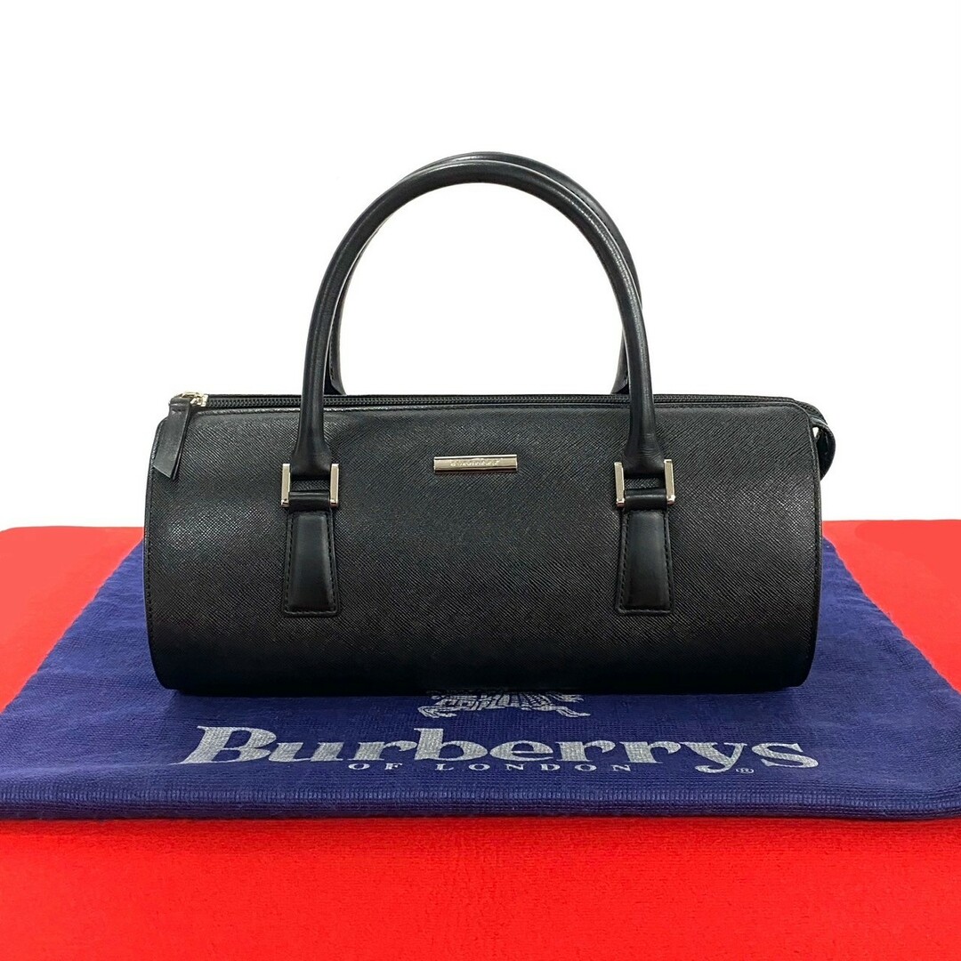極美品】BURBERRY レザー ミニボストンバッグ ブラック シルバー金具 極美品】BURBERRY レザー ミニボストンバッグ ブラック シルバー金具