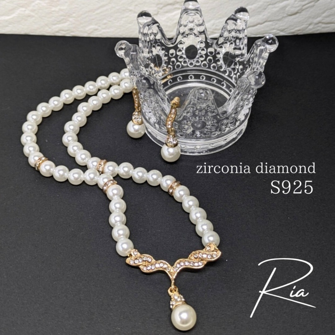 レディース　ネックレス　アクセサリー　結婚式　ウェディング　ピアス　セット レディースのアクセサリー(ネックレス)の商品写真