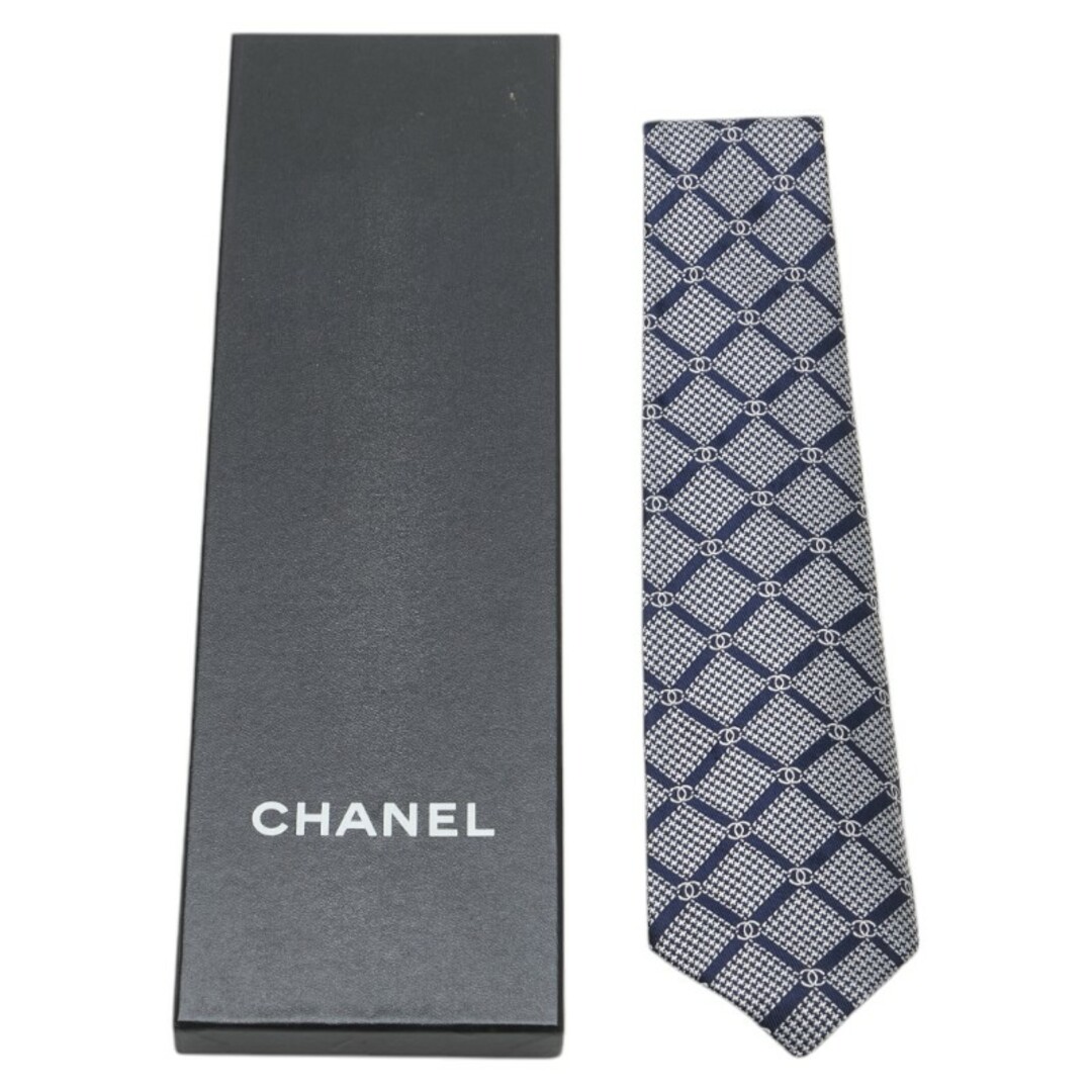 激安/新作 ネクタイ ココマーク 千鳥格子 シャネル 美品 シルク 【1-0192673】 CHANEL レディース 小物