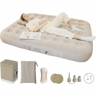 エアーベッド マットレス 電動 90秒自動膨張 極厚 枕付き 防災用 来客用(寝袋/寝具)