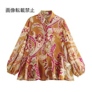 💋2月新作💄16415◆vintage レトロ 花柄 シャツ ブラウス(シャツ/ブラウス(長袖/七分))
